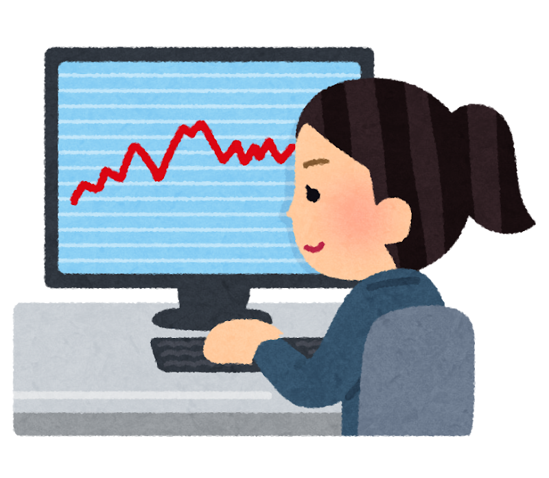 株のチャートをみる女性